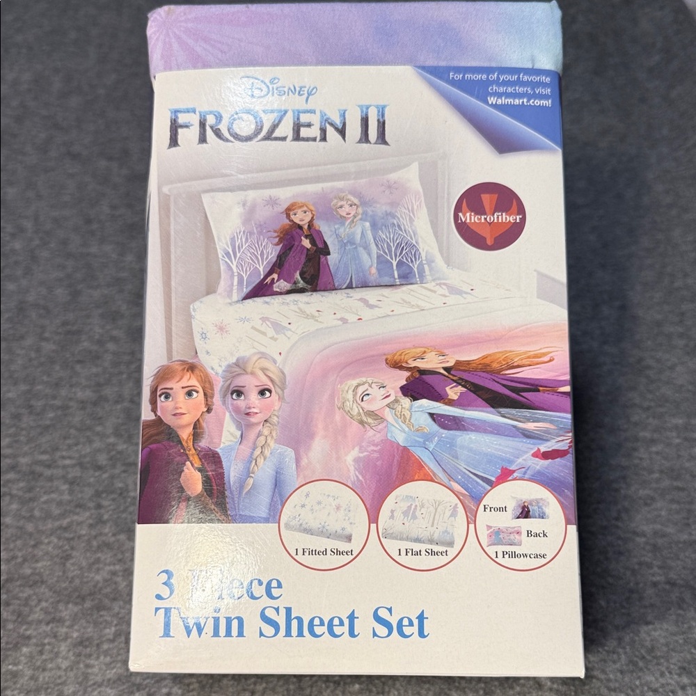 Disney Frozen II Twin Sheet Set 3-Piece Microfiber Elsa Anna New